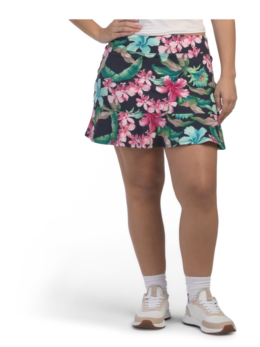Tommy Bahama Ruffle Hem Floral Skort with Matching Scrunchie